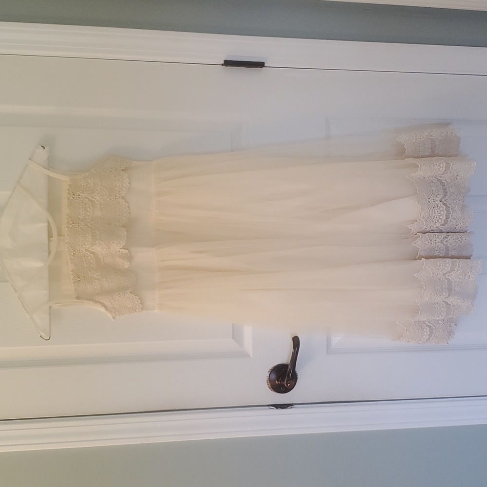 Happy Rose Ivory Cream Light Brown White Vintage Lace Flower Girl's Dress